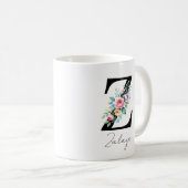  Floral Monogram – Letter Z Kaffeetasse (VorderseiteRechts)