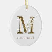 Floral Monogram M Elegant Gold Foliage Keramik Ornament (Rechts)