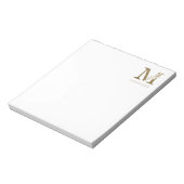 Floral Monogram M Elegant Gold Foliage Notizblock (Rotiert)