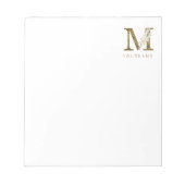 Floral Monogram M Elegant Gold Foliage Notizblock (Vorderseite)