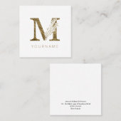 Floral Monogram M Elegant Gold Foliage Quadratische Visitenkarte (Vorne/Hinten)