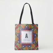 Floral Monogram Mandala Individuelle Name Tasche (Vorderseite)