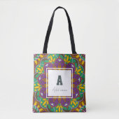 Floral Monogram Mandala Individuelle Name Tasche (Vorderseite)