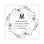 Floral Monogram Modern Script-Rücksendeadresse Gummistempel (Prägung)