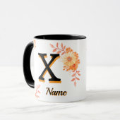 Floral Monogram Mug –Elegant Letter X-writ u name" Tasse (Vorderseite Links)