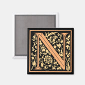 Floral Monogram 'N' - Magnet (Vorderseite/Rückseite)