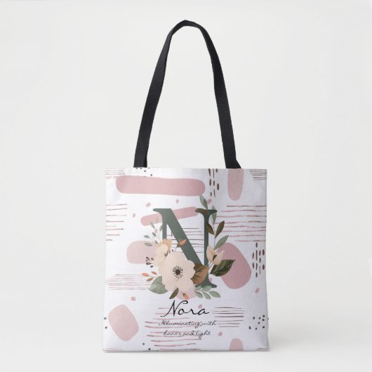 Floral Monogram N – Radiant Botanical Letter N Tasche (Vorderseite)