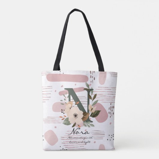 Floral Monogram N – Radiant Botanical Letter N Tasche (Rückseite)