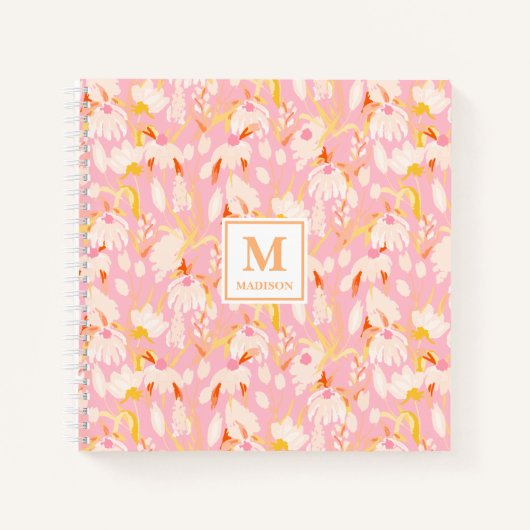 Floral Monogram Notebook Journal Notizblock (Vorderseite)