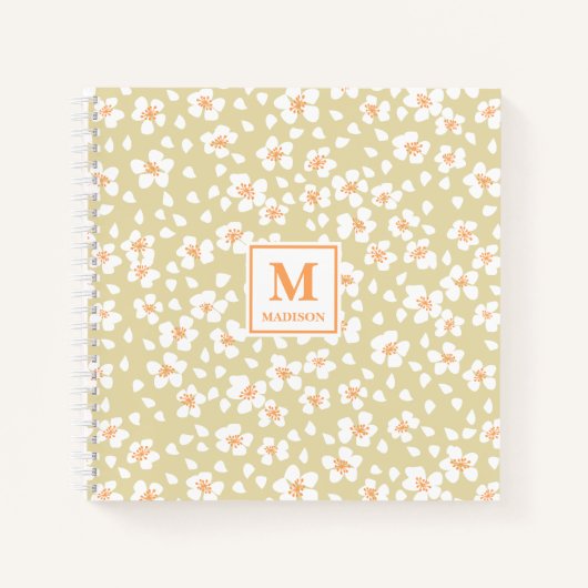 Floral Monogram Notebook Journal Notizblock (Vorderseite)