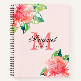 Floral Monogram Personal Cooking Rezepte Notebook Notizblock
