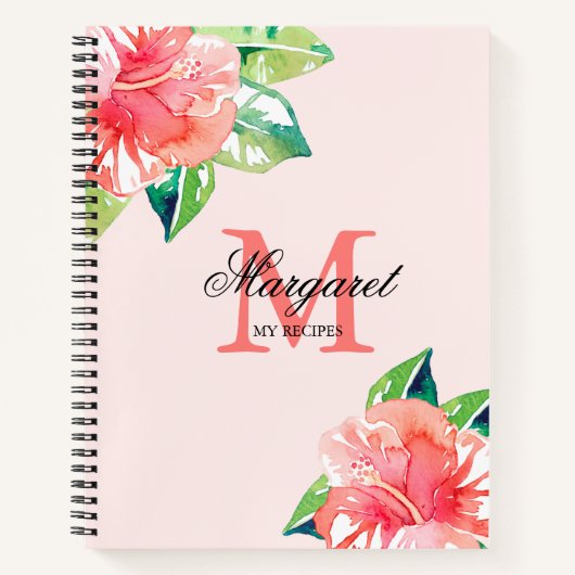 Floral Monogram Personal Cooking Rezepte Notebook Notizblock (Vorderseite)