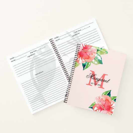 Floral Monogram Personal Cooking Rezepte Notebook Notizblock (Innenseite)