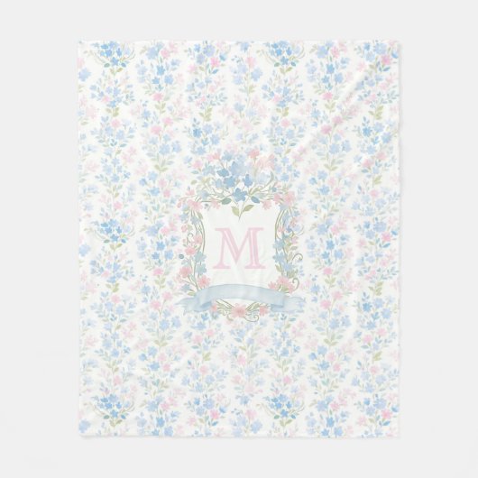 Floral Monogram Personalized Fleece Blanket (Vorderseite)