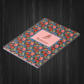 Floral Monogram Pink Blue William Morris Style Notizblock