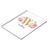 Floral Monogram Pink Gold Letter W Notizblock (Linke Seite)