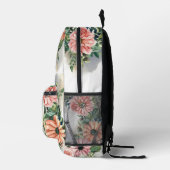 Floral Monogram Travel Eleganter Wasserfarben Gart Bedruckter Rucksack (Rechts)