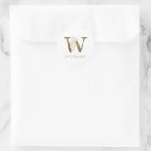 Floral Monogram W Elegant Gold Foliage Runder Aufkleber (Tasche)