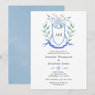 Floral Monogram Wappen Engagement Party Einladung