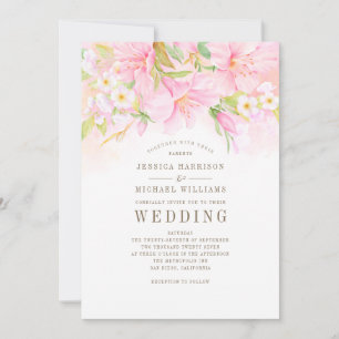Floral Monogram Wassercolor Blush Pink Boho Weddin Einladung