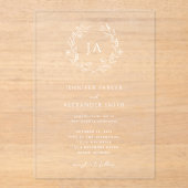 Floral Monogram Wedding Acryleinladungen (Vorderseite)