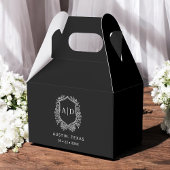 Floral Monogram Wedding Black Wappen Modern Geschenkschachtel