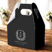 Floral Monogram Wedding Black Wappen Modern Geschenkschachtel