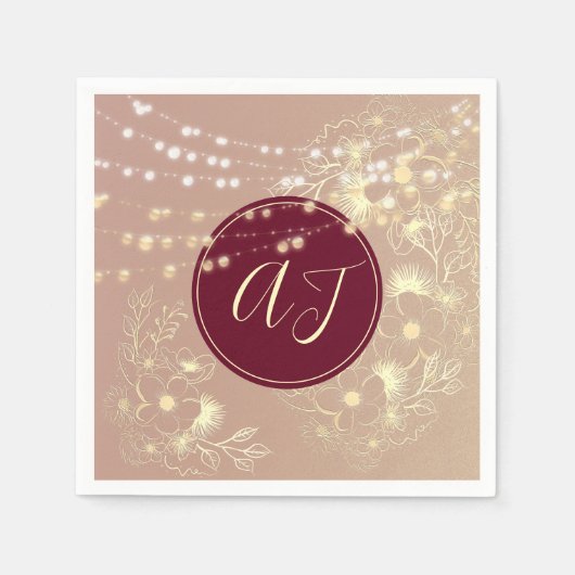 Floral Monogram Wedding Napkins Serviette (Vorderseite)
