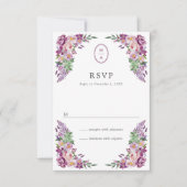 Floral Monogram Wedding RSVP Karte (Vorderseite)
