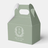 Floral Monogram Wedding Sage Green Wappen Modernes Geschenkschachtel (Vorderseite)