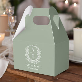 Floral Monogram Wedding Sage Green Wappen Modernes Geschenkschachtel