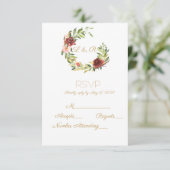 Floral Monogram Wreath RSVP Karte (Stehend Vorderseite)