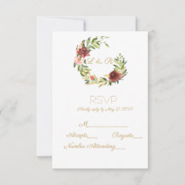 Floral Monogram Wreath RSVP Karte