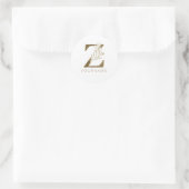 Floral Monogram Z Elegant Gold Foliage Runder Aufkleber (Tasche)