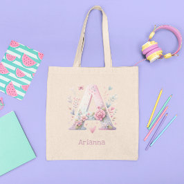 Floral Monogramm A toag Tragetasche