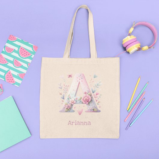 Floral Monogramm A toag Tragetasche