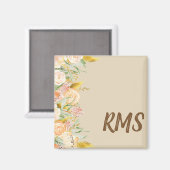 Floral-Monogramm an der Außenseite Magnet (Vorderseite/Rückseite)