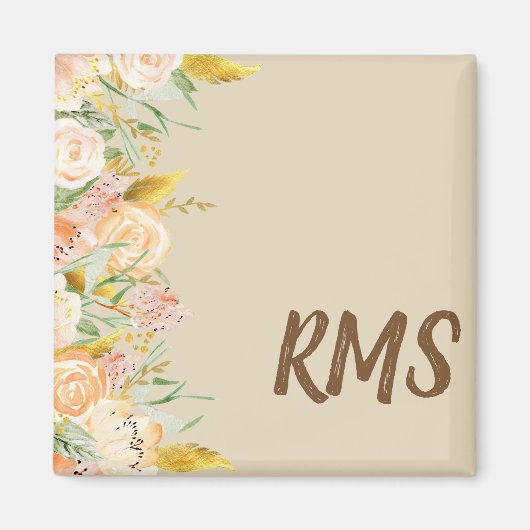 Floral-Monogramm an der Außenseite Magnet (Vorne)