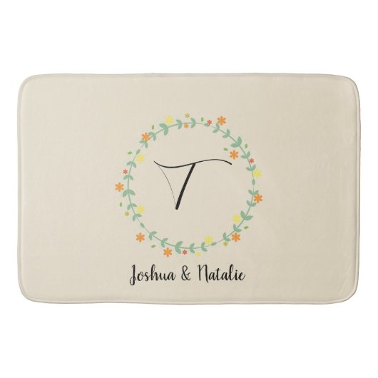 Floral Monogramm Badematte (Vorderseite)