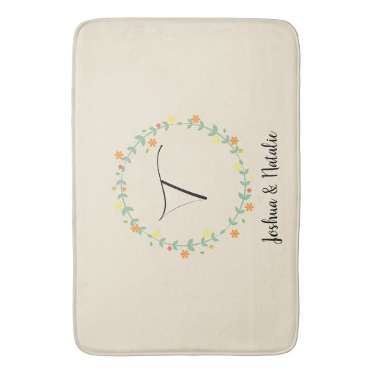 Floral Monogramm Badematte (Vorderseite Vertikal)