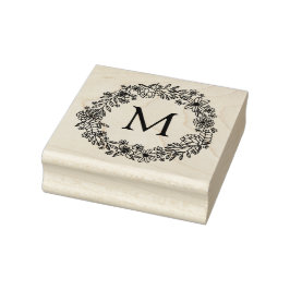 Floral Monogramm-Briefmarke Gummistempel