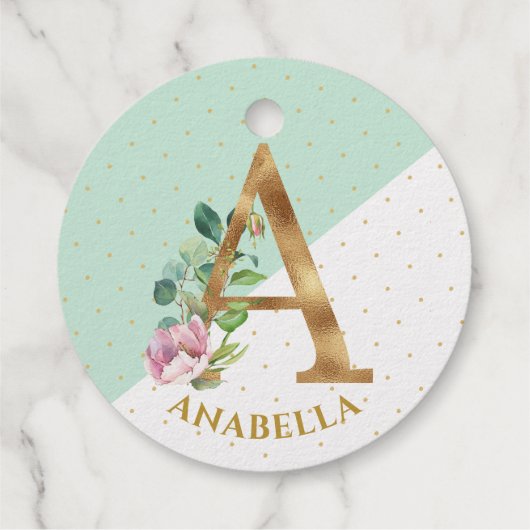 Floral monogramm Buchstabe A ist für Annabella Geschenkanhänger (Rückseite)