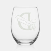 Floral Monogramm Buchstabe D Farbe ändern Weinglas Ohne Stiel (Rückseite)