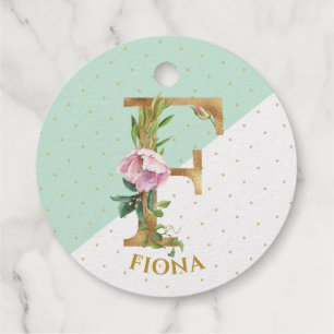 Floral monogramm Buchstabe F für Fiona Geschenkanhänger