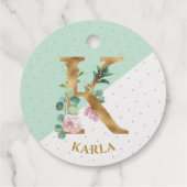 Floral monogramm Buchstabe K ist für Karla Geschenkanhänger (Rückseite)
