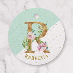 Floral Monogramm Buchstabe R für Rebecca Geschenkanhänger