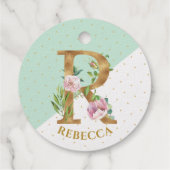 Floral Monogramm Buchstabe R für Rebecca Geschenkanhänger (Rückseite)