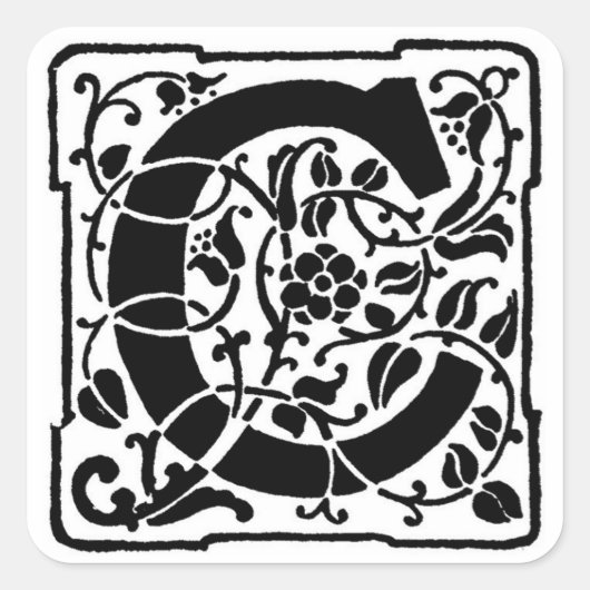 Floral Monogramm "C" - Aufkleber (Vorderseite)