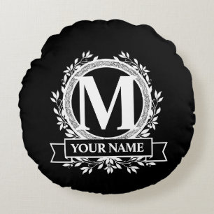 Floral Monogramm Design Rundkissen Rundes Kissen