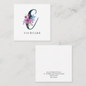 Floral Monogramm E Wildblume Burst Quadratische Visitenkarte (Vorne/Hinten)